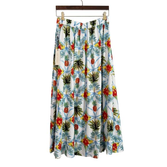 RACHEL ZOE Linen Tropical Print Tank Top Midi Skirt Set Small S - Picture 6 of 8